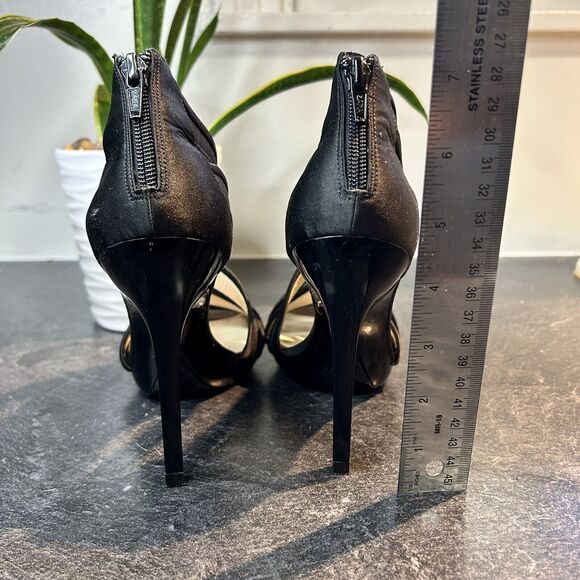 Zara Womens Black Satin Strap Zip Up Open‎ Toe Shoes Stiletto Heels SZ 39, 8.5 - Picture 5 of 15